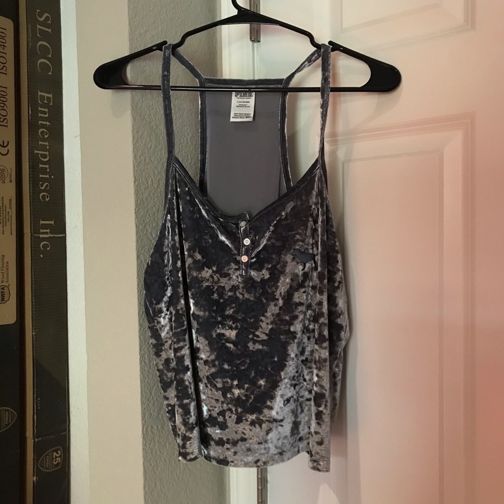 vp pink crushed velvet tank
